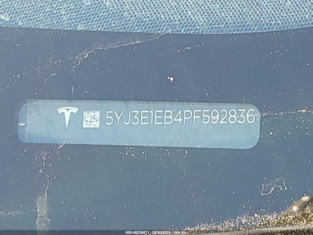 46230471 :رقم المزاد ، 5YJ3E1EB4PF592836 vin ، 2023 Tesla Model 3 Long Range Dual Motor All-wheel Drive مزاد بيع