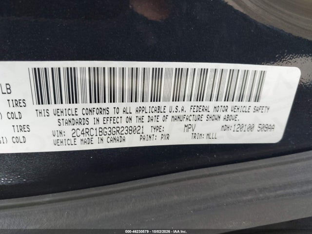 Aukcja sprzedaży 2016 Chrysler Town & Country Touring, vin: 2C4RC1BG3GR238021, numer aukcji: 46230579