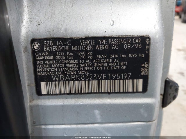 Aukcja sprzedaży 1997 Bmw 328ic, vin: WBABK8323VET95197, numer aukcji: 46230587