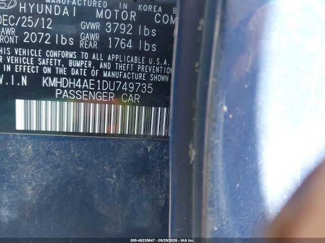 Продажа на аукционе авто 2013 Hyundai Elantra Gls, vin: KMHDH4AE1DU749735, номер лота: 46230647