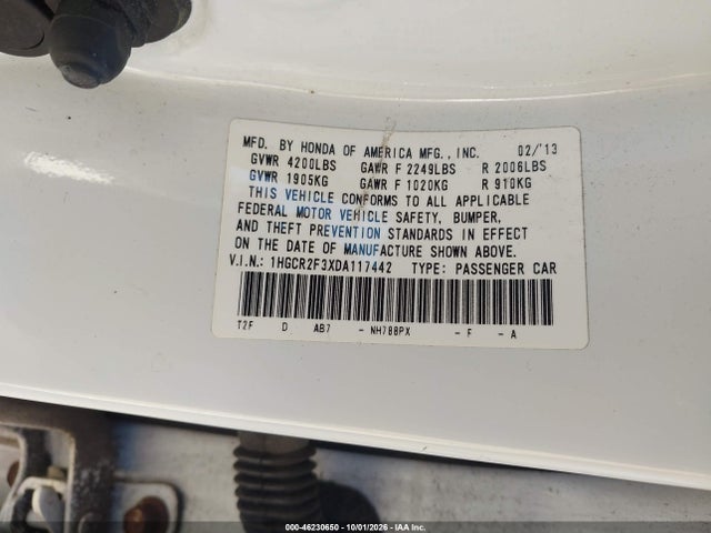 2013 Honda Accord Lx მანქანა იყიდება აუქციონზე, vin: 1HGCR2F3XDA117442, აუქციონის ნომერი: 46230650