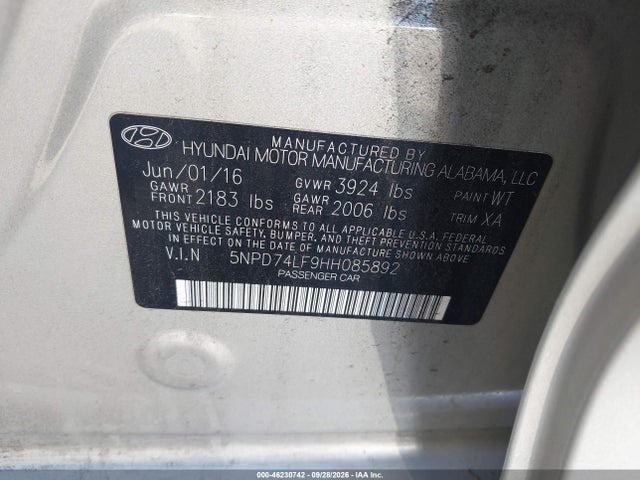 Hyundai ELANTRA SE 2017 5NPD74LF9HH085892 Image 9