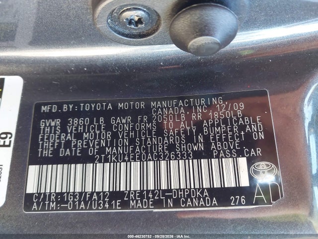 Продаж на аукціоні авто 2010 Toyota Matrix, vin: 2T1KU4EE0AC326333, номер лоту: 46230752