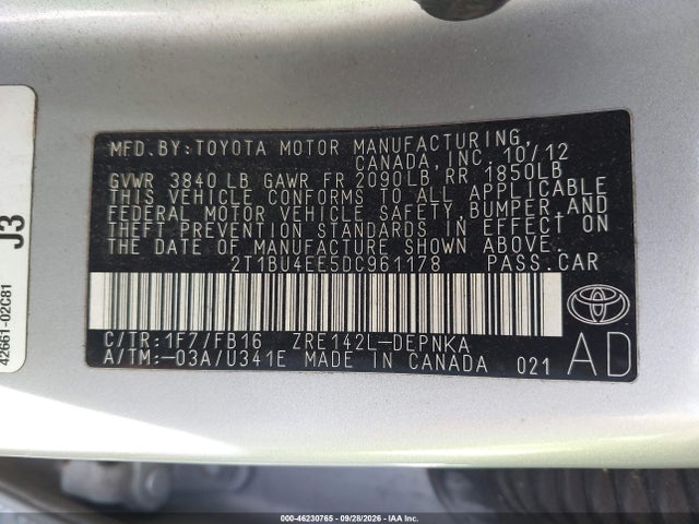 Продажа на аукционе авто 2013 Toyota Corolla Le, vin: 2T1BU4EE5DC961178, номер лота: 46230765
