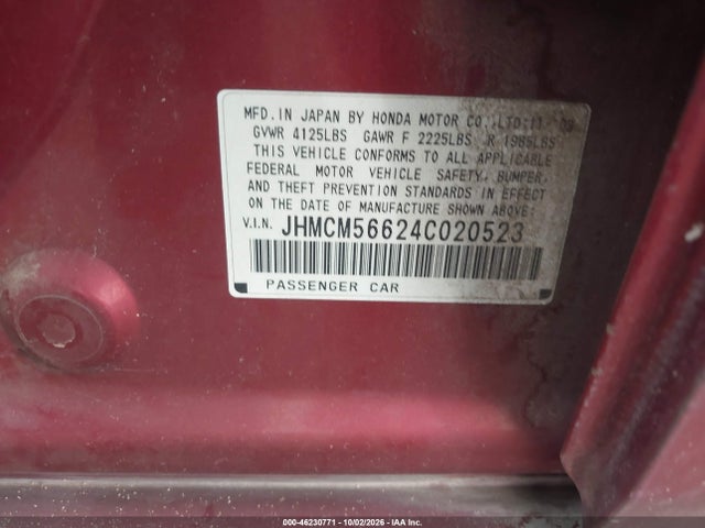 Продаж на аукціоні авто 2004 Honda Accord 2.4 Ex, vin: JHMCM56624C020523, номер лоту: 46230771