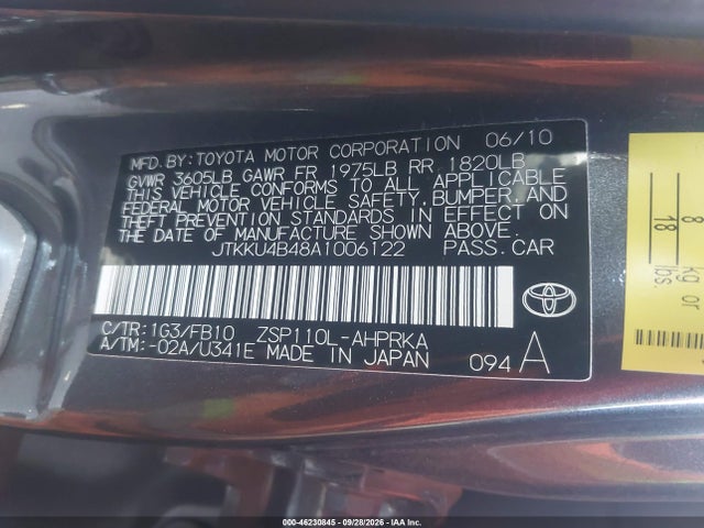 46230845 :رقم المزاد ، JTKKU4B48A1006122 vin ، 2010 Scion Xd مزاد بيع