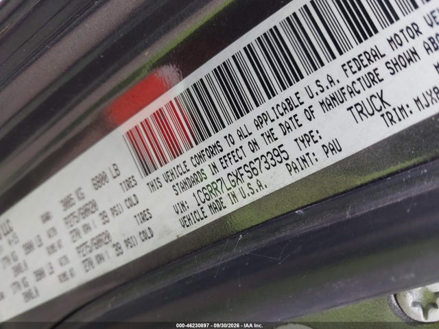 46230897 :رقم المزاد ، 1C6RR7LGXFS673395 vin ، 2015 Ram 1500 Outdoorsman مزاد بيع