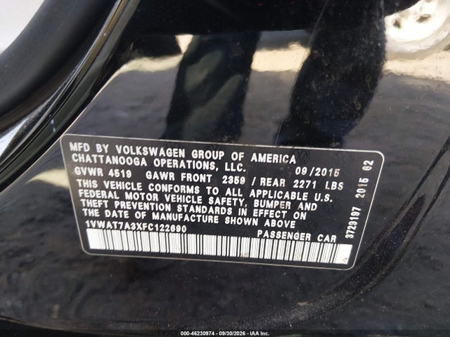 Продажа на аукционе авто 2015 Volkswagen Passat 1.8t Limited Edition, vin: 1VWAT7A3XFC122690, номер лота: 46230974