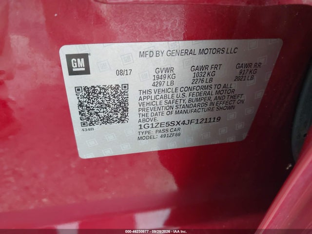Продаж на аукціоні авто 2018 Chevrolet Malibu Premier, vin: 1G1ZE5SX4JF121119, номер лоту: 46230977