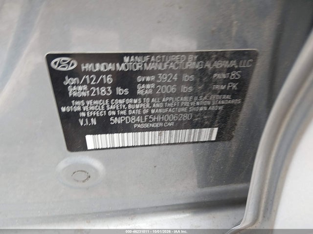 Продаж на аукціоні авто 2017 Hyundai Elantra Limited, vin: 5NPD84LF5HH006280, номер лоту: 46231011