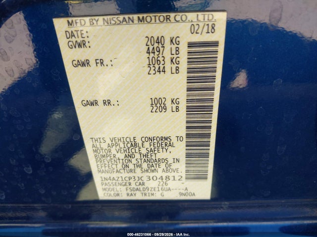 1N4AZ1CP3JC304812 Nissan LEAF SV