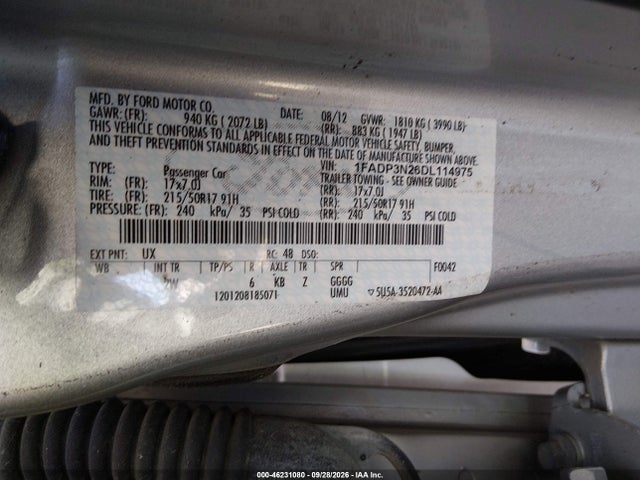 2013 Ford Focus Titanium მანქანა იყიდება აუქციონზე, vin: 1FADP3N26DL114975, აუქციონის ნომერი: 46231080
