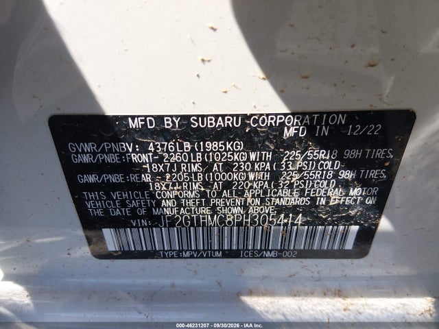 Продажа на аукционе авто 2023 Subaru Crosstrek Limited, vin: JF2GTHMC8PH305414, номер лота: 46231207