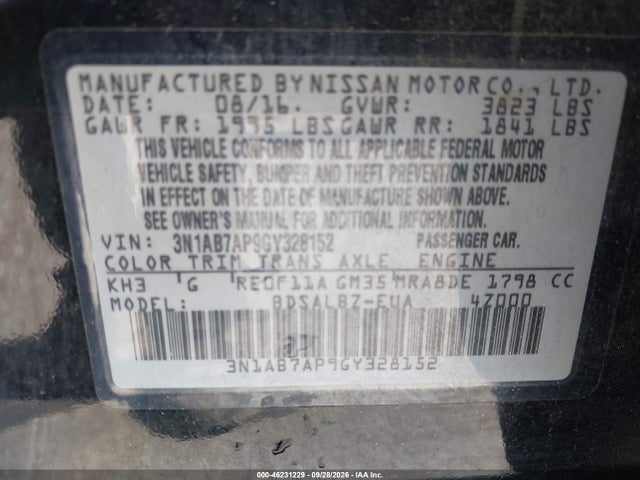 Aukcja sprzedaży 2016 Nissan Sentra S, vin: 3N1AB7AP9GY328152, numer aukcji: 46231229