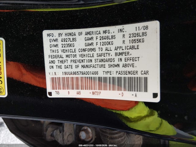 Продажа на аукционе авто 2009 Acura Tl 3.7, vin: 19UUA96579A001466, номер лота: 46231233