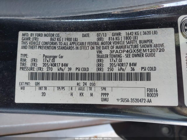 Продажа на аукционе авто 2014 Ford Fiesta St, vin: 3FADP4GX5EM120720, номер лота: 46231257