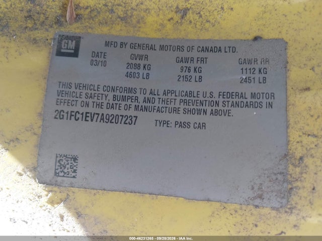 Продаж на аукціоні авто 2010 Chevrolet Camaro 2lt, vin: 2G1FC1EV7A9207237, номер лоту: 46231265