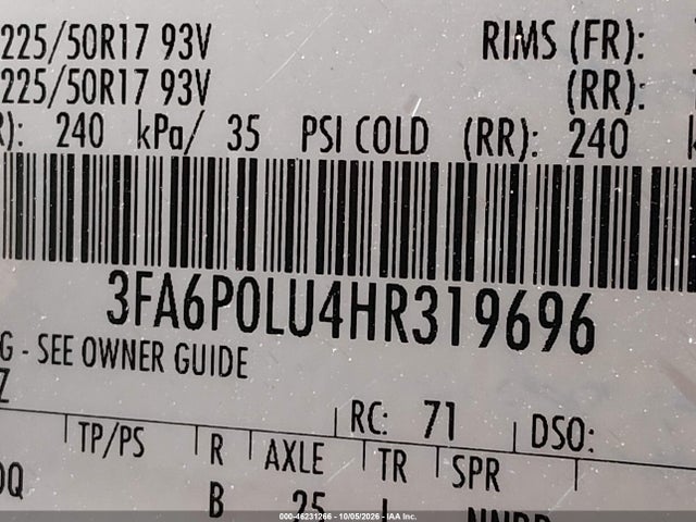 Aukcja sprzedaży 2017 Ford Fusion Hybrid Se, vin: 3FA6P0LU4HR319696, numer aukcji: 46231266