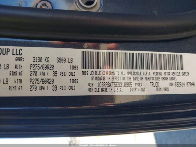 46231295 :رقم المزاد ، 1C6RR6KT5ES318965 vin ، 2014 Ram 1500 Express مزاد بيع