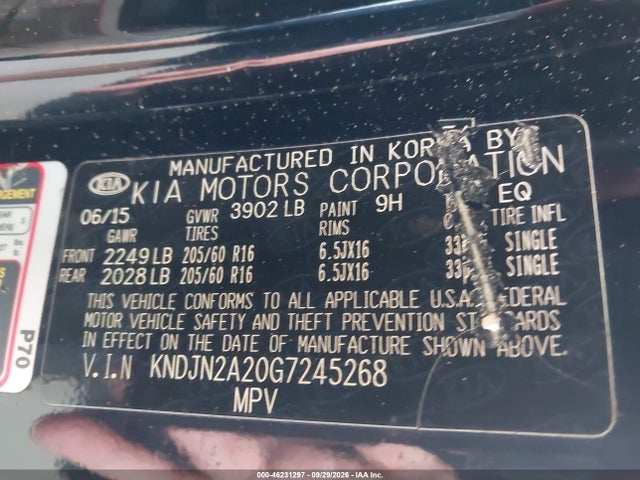 46231297 :رقم المزاد ، KNDJN2A20G7245268 vin ، 2016 Kia Soul مزاد بيع