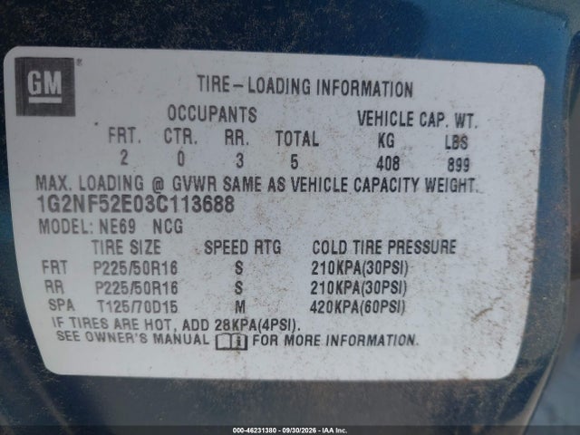 Продаж на аукціоні авто 2003 Pontiac Grand Am Se1, vin: 1G2NF52E03C113688, номер лоту: 46231380