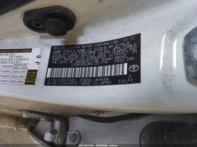 Aukcja sprzedaży 2010 Toyota Prius Ii, vin: JTDKN3DU8A1301779, numer aukcji: 46231481