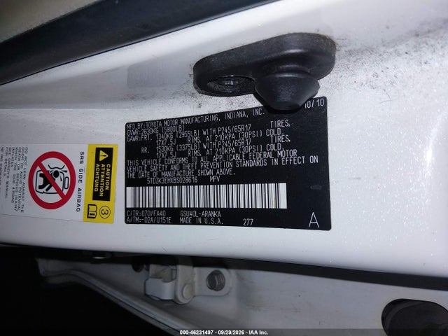 46231497 :رقم المزاد ، 5TDZK3EHXBS028616 vin ، 2011 Toyota Highlander Base V6 مزاد بيع