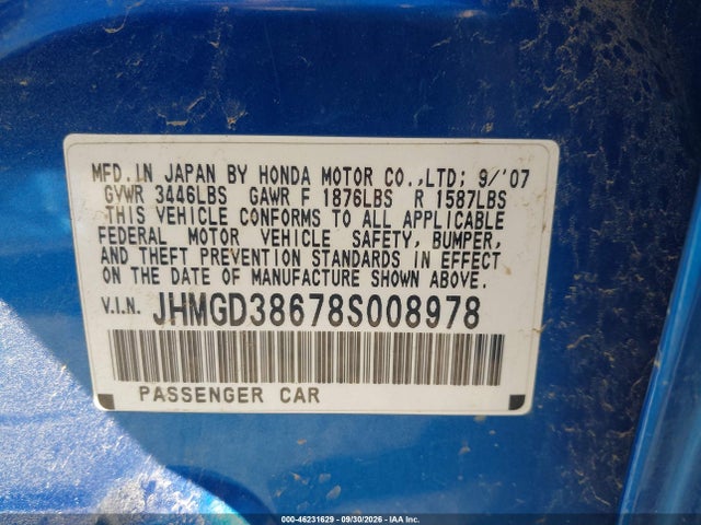 Aukcja sprzedaży 2008 Honda Fit Sport, vin: JHMGD38678S008978, numer aukcji: 46231629