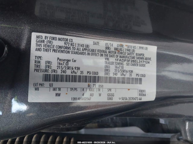 Ford FOCUS SE 2014 1FADP3F28EL317124 Image 9