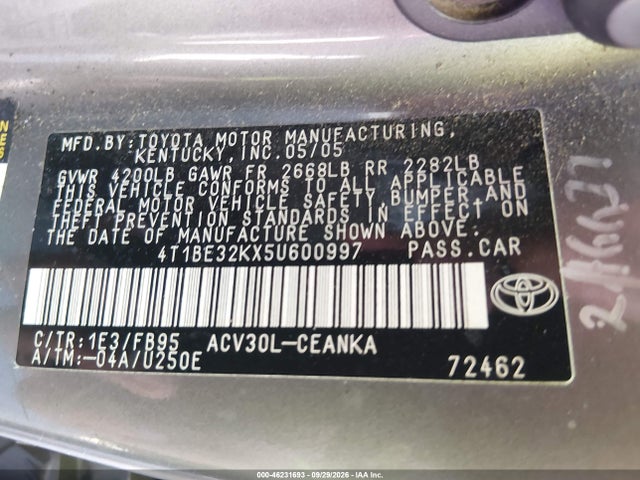 Продаж на аукціоні авто 2005 Toyota Camry Le, vin: 4T1BE32KX5U600997, номер лоту: 46231693