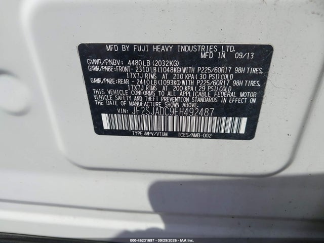 Продажа на аукционе авто 2014 Subaru Forester 2.5i Premium, vin: JF2SJADC9EH492487, номер лота: 46231697