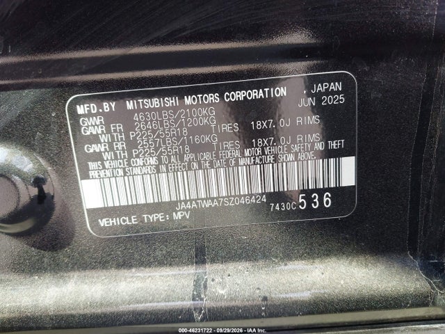 Aukcja sprzedaży 2025 Mitsubishi Eclipse Cross Black Edition S-awc/se S-awc/sel S-awc, vin: JA4ATWAA7SZ046424, numer aukcji: 46231722