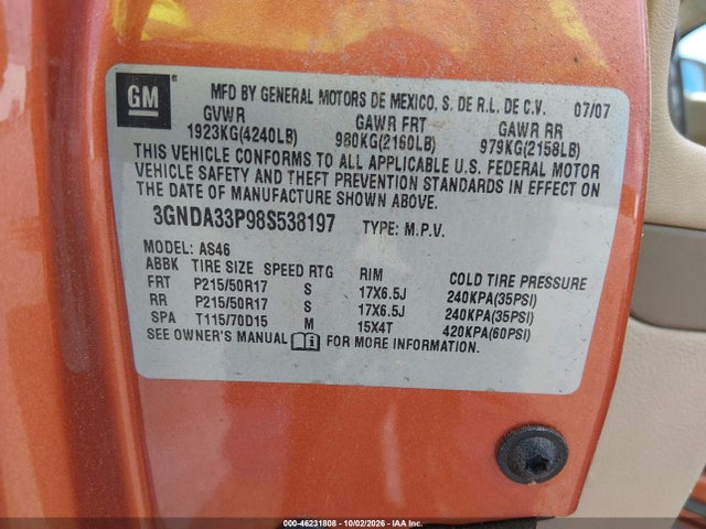 46231808 :رقم المزاد ، 3GNDA33P98S538197 vin ، 2008 Chevrolet Hhr Lt مزاد بيع