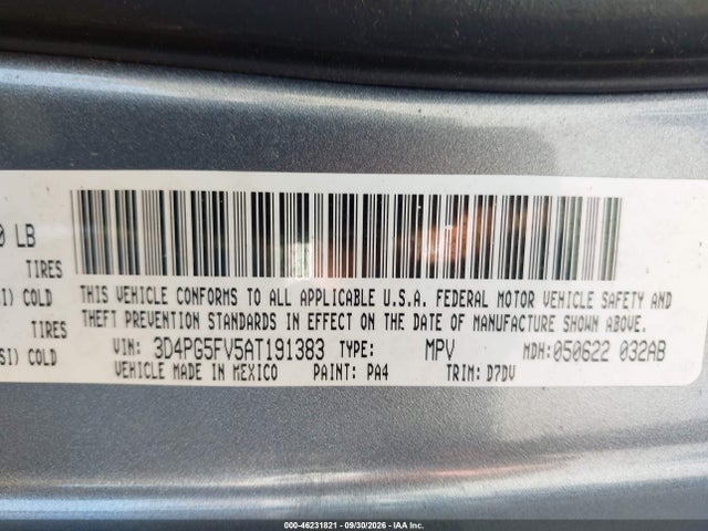 Продаж на аукціоні авто 2010 Dodge Journey Sxt, vin: 3D4PG5FV5AT191383, номер лоту: 46231821