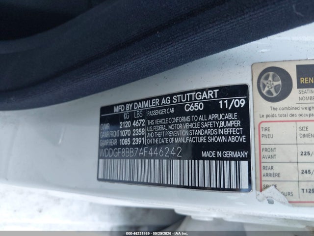 Aukcja sprzedaży 2010 Mercedes-benz C 300 Sport 4matic, vin: WDDGF8BB7AF446242, numer aukcji: 46231869