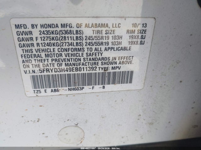 Продажа на аукционе авто 2014 Acura Mdx Technology Package, vin: 5FRYD3H49EB011392, номер лота: 46231897