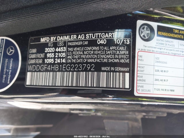 46231952 :رقم المزاد ، WDDGF4HB1EG223792 vin ، 2014 Mercedes-benz C 250 Sport مزاد بيع