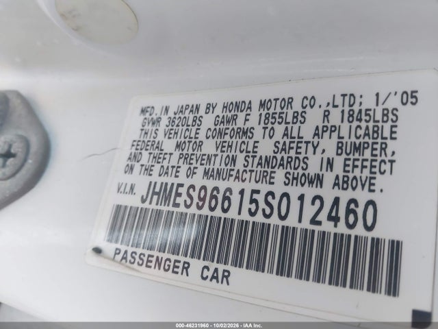 Продаж на аукціоні авто 2005 Honda Civic Hybrid, vin: JHMES96615S012460, номер лоту: 46231960