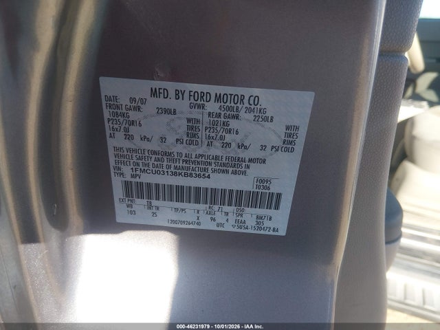 Aukcja sprzedaży 2008 Ford Escape Xlt, vin: 1FMCU03138KB83654, numer aukcji: 46231979