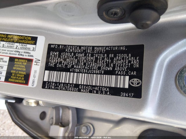 46232038 :رقم المزاد ، 4T1BK1EBXJU269678 vin ، 2018 Toyota Avalon Xle مزاد بيع