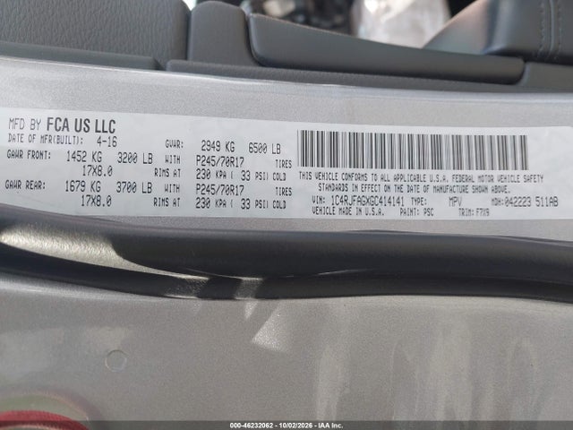 46232062 :رقم المزاد ، 1C4RJFAGXGC414141 vin ، 2016 Jeep Grand Cherokee Laredo مزاد بيع
