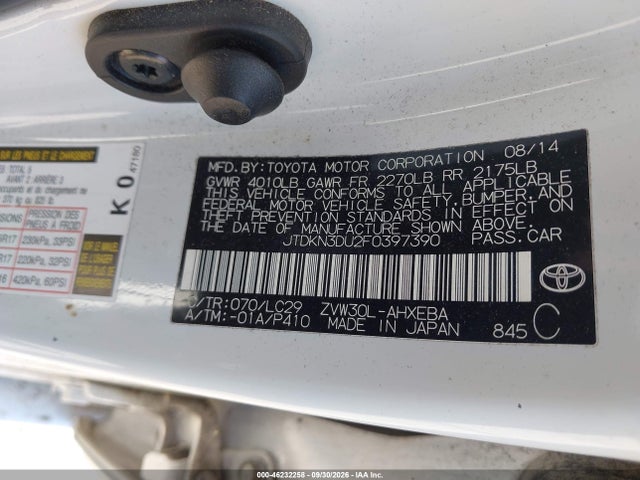 Продажа на аукционе авто 2015 Toyota Prius Persona Series Special Edition, vin: JTDKN3DU2F0397390, номер лота: 46232258