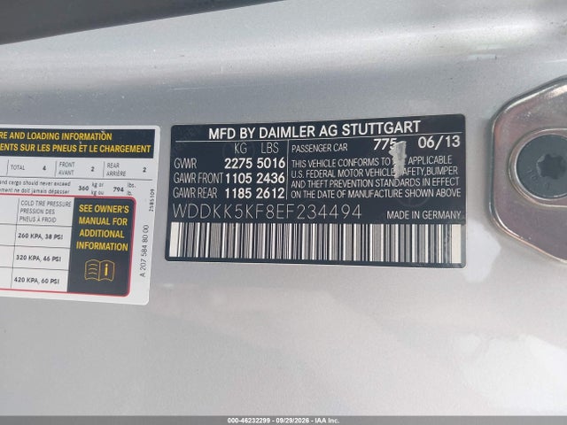 Aukcja sprzedaży 2014 Mercedes-benz E 350, vin: WDDKK5KF8EF234494, numer aukcji: 46232299