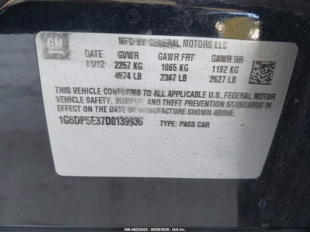 Продаж на аукціоні авто 2013 Cadillac Cts Premium, vin: 1G6DP5E37D0139936, номер лоту: 46232423