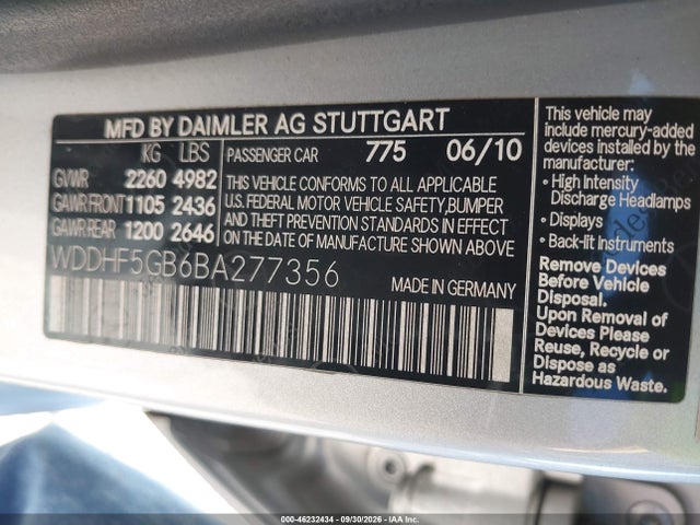 Продажа на аукционе авто 2011 Mercedes-benz E 350, vin: WDDHF5GB6BA277356, номер лота: 46232434