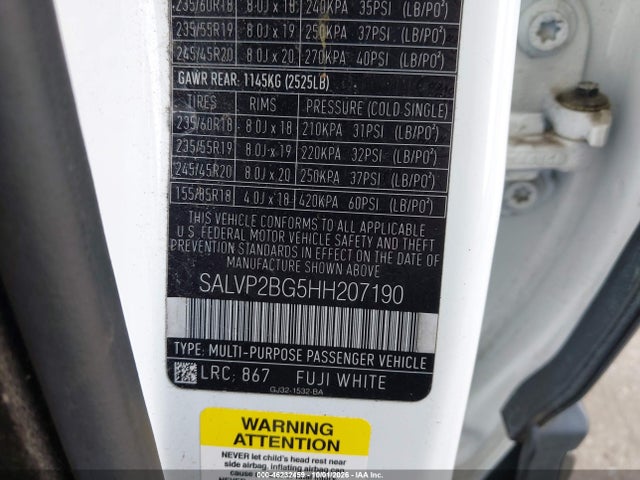 Продажа на аукционе авто 2017 Land Rover Range Rover Evoque Se/se Premium, vin: SALVP2BG5HH207190, номер лота: 46232459