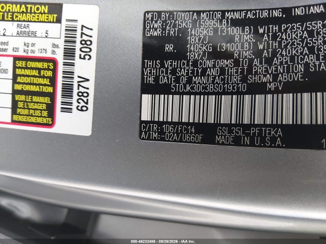 Продажа на аукционе авто 2011 Toyota Sienna Le, vin: 5TDJK3DC3BS019310, номер лота: 46232486