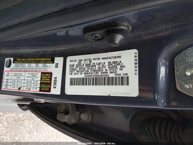 2009 Pontiac Vibe მანქანა იყიდება აუქციონზე, vin: 5Y2SP67059Z463323, აუქციონის ნომერი: 46232551