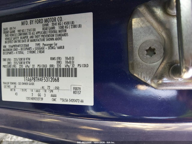 Ford Mustang Ecoboost 2015 1FA6P8TH4F5312068 Image 9