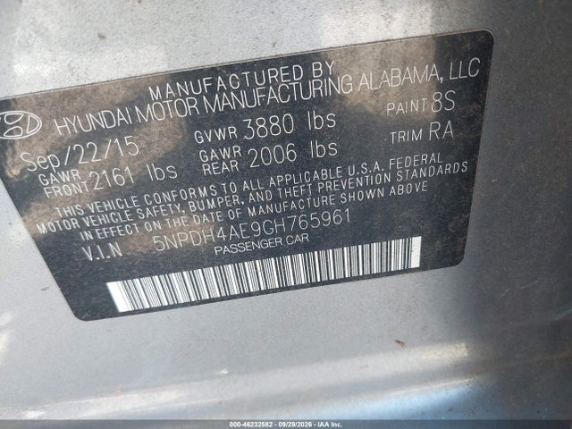 Aukcja sprzedaży 2016 Hyundai Elantra Se, vin: 5NPDH4AE9GH765961, numer aukcji: 46232582